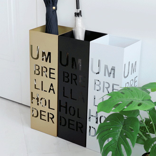 장마 대비 심플 사각 메탈 우산 꽂이 카페 헤어숍 오피스 현관 신발장 집들이 선물 개업, 골드
