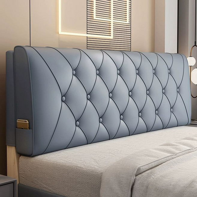 침대 헤드보드 벽쿠션 인테리어 리폼, 테크 패브릭-다크네이비-다이아몬드 패턴