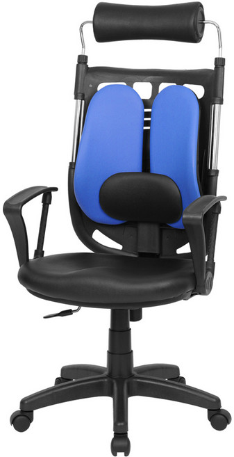 체어포커스 슈퍼 K 4 듀얼요추 인조가죽 사무용 의자, 블루