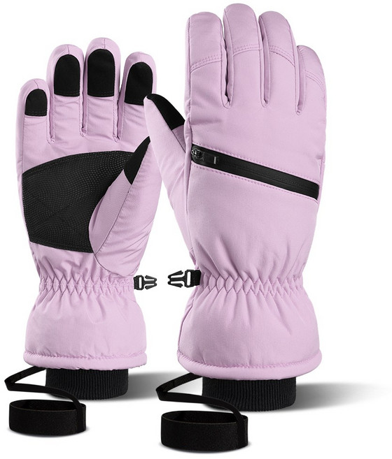 오제로 카드수납 스마트터치 스키 보드 장갑, 퍼플, 1개