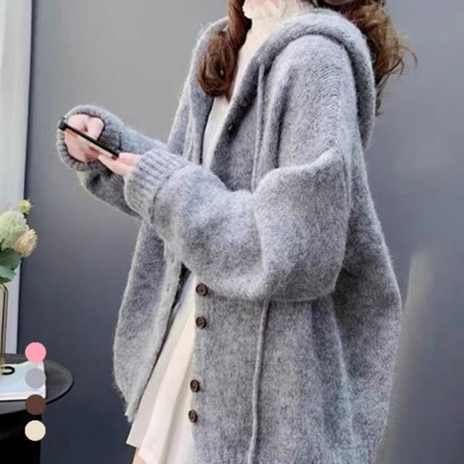 KARRA 보카시루즈핏후드니트가디건_A4W1004