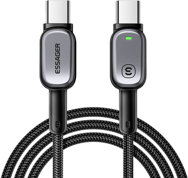 ESSAGER 60W 3A C-C타입 고속 충전 케이블 2m 회색, 1개
