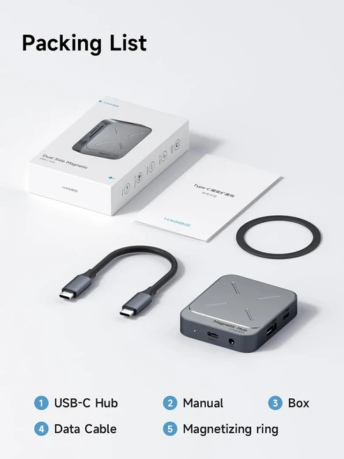게임기 도킹 스테이션 마그네틱 USB C 허브 스팀 데크용 맥세이프 7 in 1 C타입 도킹 스테이션 4K @ 60H, 01 실버