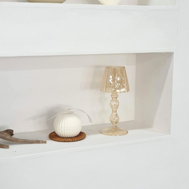 페페무드 브라운 유리 티라이트 홀더 무드등 감성 인테리어 촛대 오브제