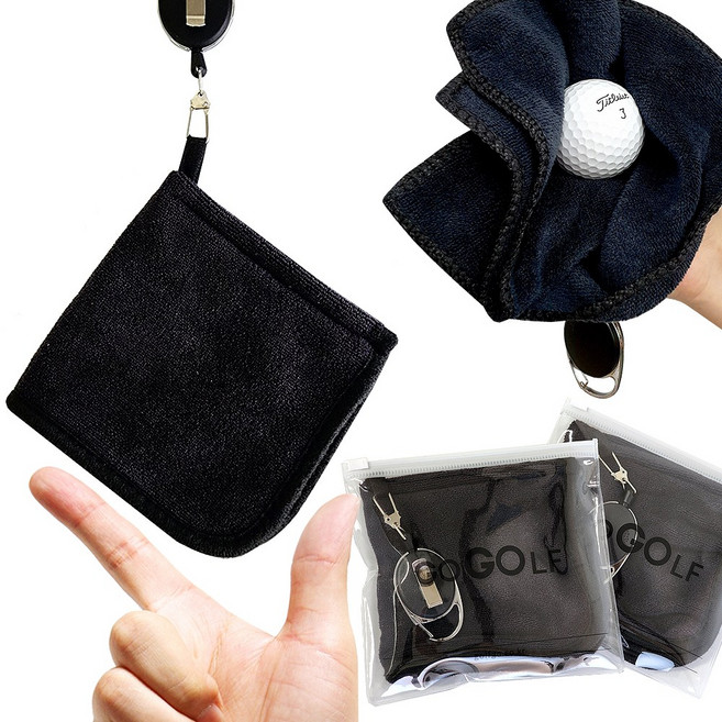 겹겹이 릴와이어 골프수건 스포츠타올 1+1 세트 디자인출원등록, 블랙, 1세트