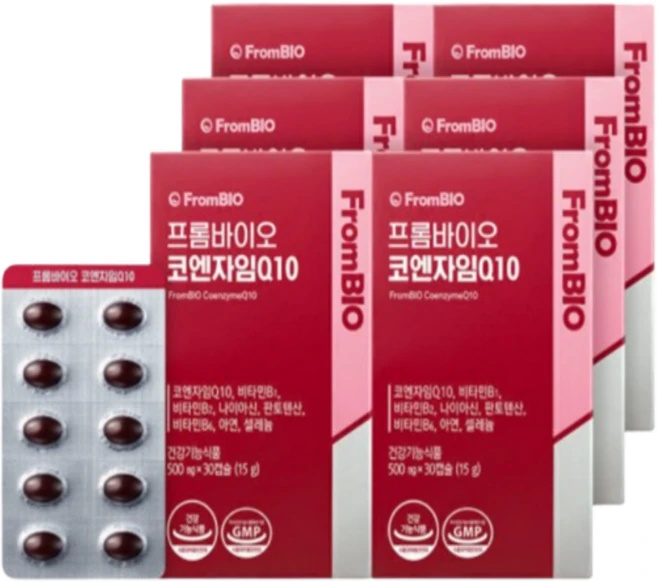 코엔자임 Q10 항산화 혈압건강 높은혈압감소 30캡슐 6박스 6개월분, 30정 - 쿠팡