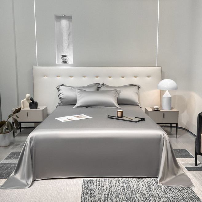 순수 천연 텐셀 침대 시트 단색 더블 싱글 사이즈 린넨, 180x230cm 1 piece, 04