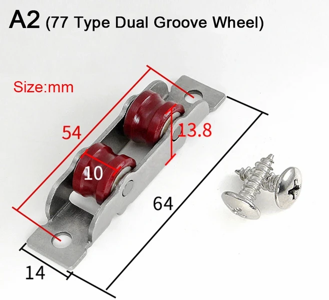 새로운 8PCS 스테인레스 스틸 슬라이딩 도어 및 창 롤러 내마모성 나일론 무음 풀리 피팅, 03 A2 (77 Groove Wheel)