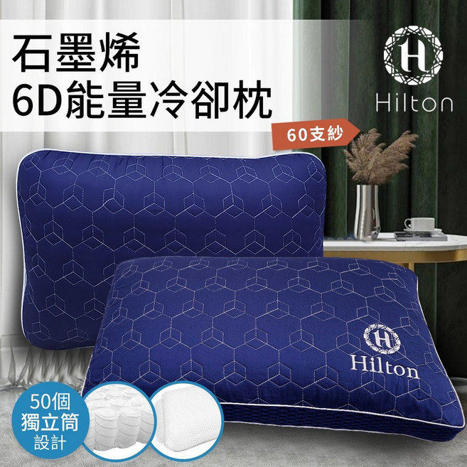 Hilton 希爾頓 石墨烯6D能量健康枕 60支紗, 1個
