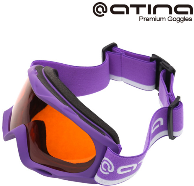 아티나 주니어 스키 스노우보드 고글 ATGJ802 방풍 안티포그코팅, 매트퍼플, 1개