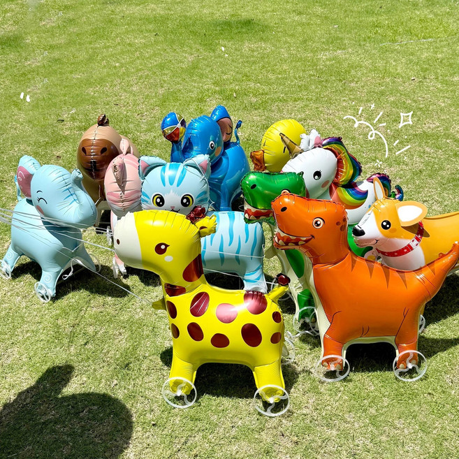 바퀴 달린 입체 동물 은박 산책 풍선 파티용품, 1개, 말과 쿠로미