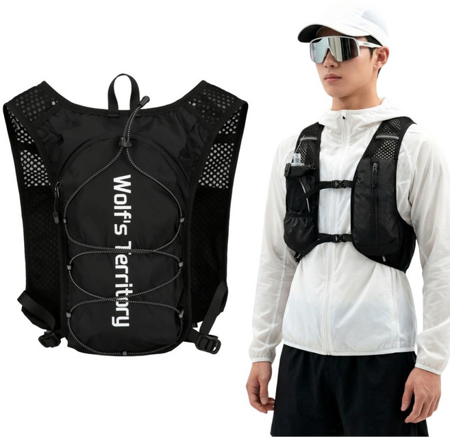 스포랩 초경량 트레일 러닝 조끼 베스트 마라톤 등산 가방, 블랙