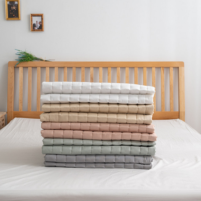 아기슈퍼싱글패드 밴드형 순면 논슬립 침대 패드, 핑크베이지