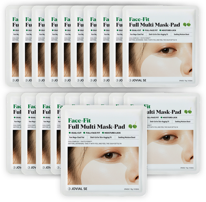 클라미에르 페이스핏 풀 멀티 마스크팩 찰싹 토너 패드 (3매입*20세트) / 시카 연꽃 PDRN 마스크팩 / 9cm 초대형 듀얼 반달커팅 부분팩 / 운동 여행용 토너패드, 10개, 3개입