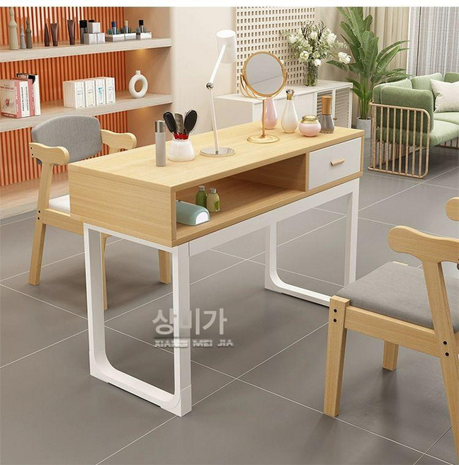 심플 우드 네일시술대 네일테이블 화이트 2인용 1200 시술대 데스크 뷰티 의자 손톱, 1개, 월넛 80cm-서랍 있음