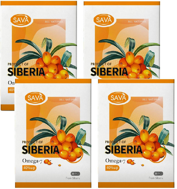 SAVA 西伯利亞沙棘果油軟膠囊 Omega-7 40%以上 30顆裝 (4入組), 4個, 30顆