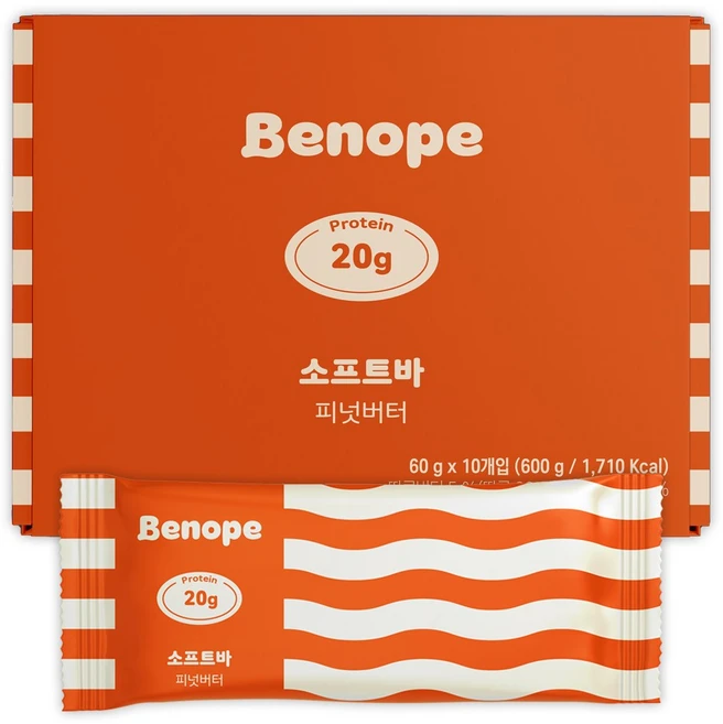 베노프 소프트바 프로틴바 피넛버터 10p, 600g, 1개 - 쿠팡