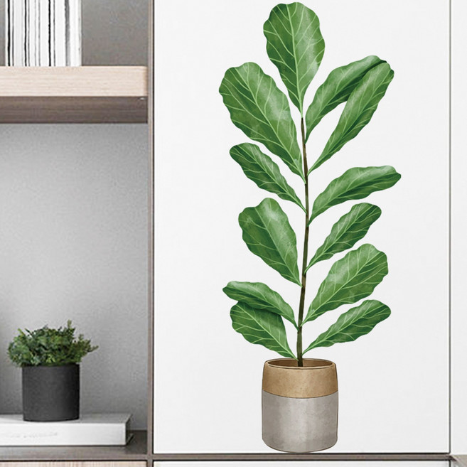 셀렛 인테리어 감성 포인트 스티커, 08. 열대식물 잎 화분