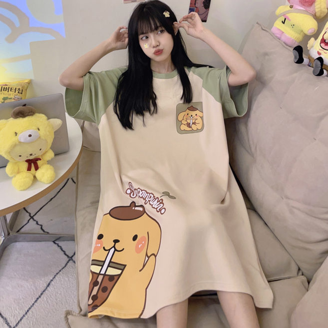 睡衣女 夏季薄款 短袖 寬鬆 Snoopy 睡裙