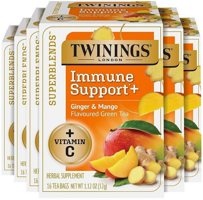 트와이닝 Twinings SUP 업ER 슈퍼BLEND 블렌드s Probiotics+ LEMON 온 레몬 & Ginger FlavouRed 레드 Herbal Tea Turmeri, 32g, 16개