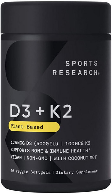 스포츠리서치 D3 125mcg + K2 100mcg 베지 소프트젤, 1개, 30정