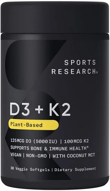스포츠리서치 D3 125mcg + K2 100mcg 베지 소프트젤, 1개, 30정 - 쿠팡