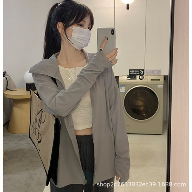 輕薄透氣防曬外套 夏季戶外防紫外線涼感防曬服, 1033淺灰, S【建議80-95斤】