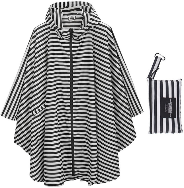 투데이리빙 프리미엄 후드 집업 판초 우의 방수 비옷 레인코트 우비 성인 공용 오토바이 배달 캠핑 등산 가벼운 판초우, R98059D(스트라이프 FREE, 폴리에스테르 태피터 + PU 고무, 1개, 스트라이프