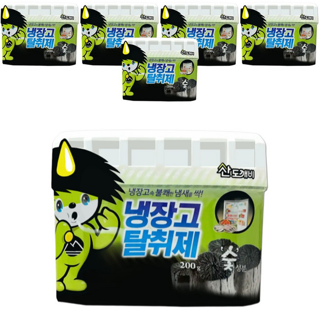 산도깨비 [슬림형]냉장고 탈취제 숯 200g, 6개