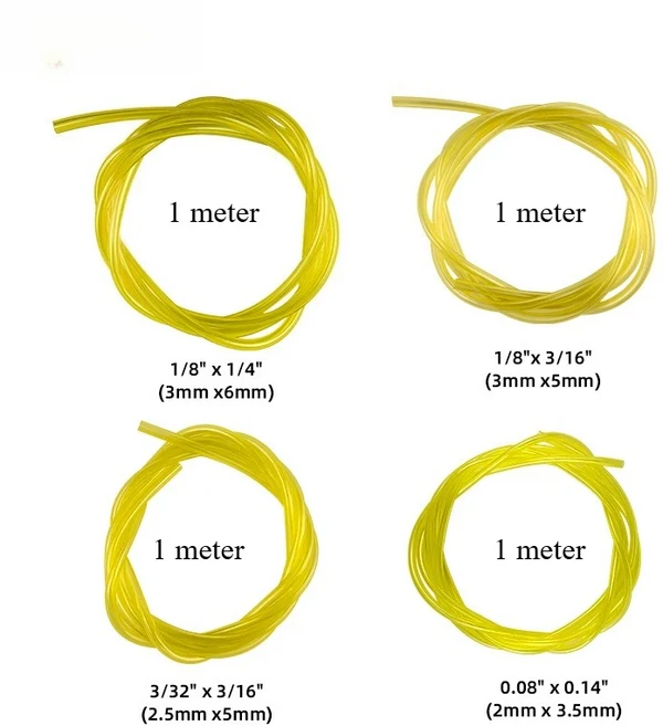 4개 세트 휘발유 연료 가스 라인 파이프 스트리머 체인톱 블로워 잔디깎이 정원 도구용, yellow 4 Size per 1m