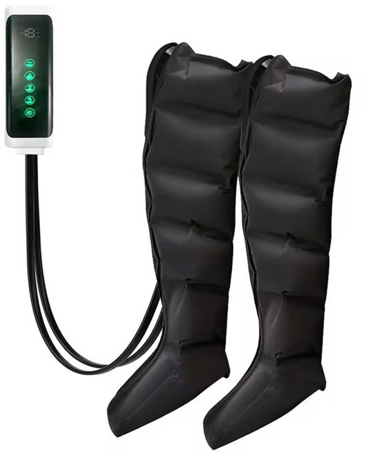 공기 압축 다리 마사지 6개의 에어백 공기압 부츠는 정맥류를 완화하기 위해 순환 및 근육 이완에 사용됩니다, 영국, Black