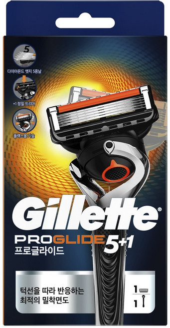 질레트 플렉스볼 프로글라이드 매뉴얼 면도기 + 여분날, 1개입, 5개