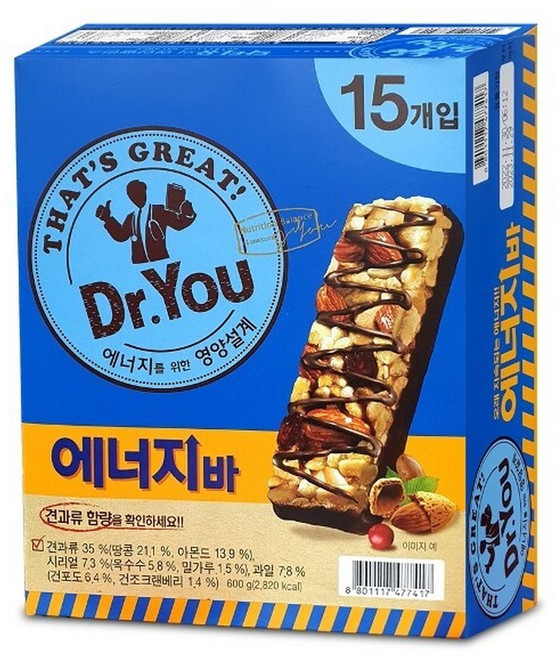 오리온 닥터유 에너지바 40g x 15입