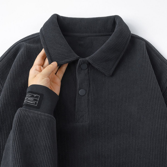 녕동 남성 카라넥 코듀로이 맨투맨 루즈핏 도툼 긴팔티 데일리룩