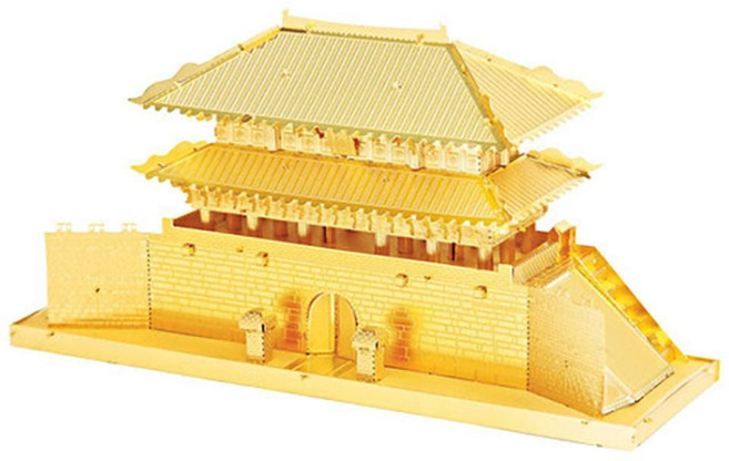 미니 메탈퍼즐 숭례문 골드 퍼즐 금속 조각 장식 쇠고리 공예 모형 조립 게임, 본상품