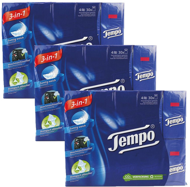 템포 티슈 휴대용 여행용 갑티슈 4겹 10매 30개입x3개(900매), 3박스, 30매입