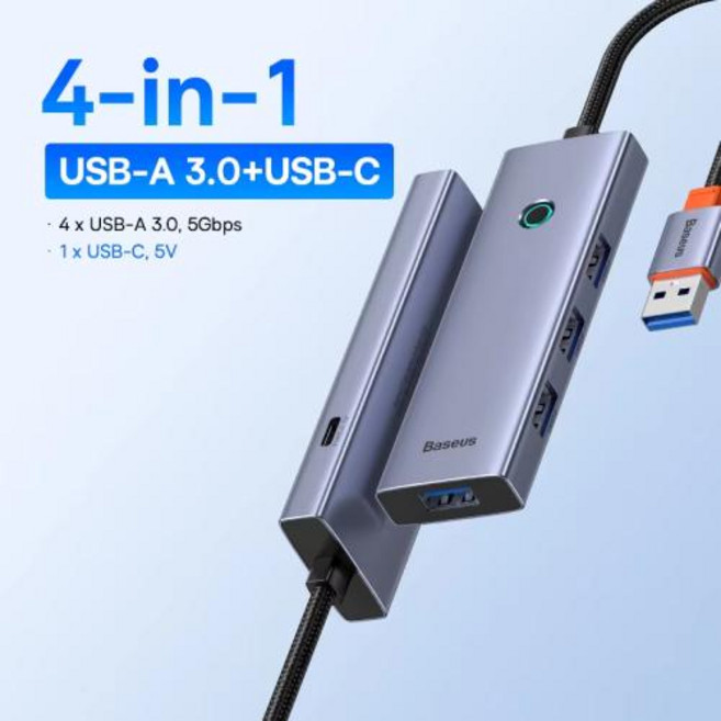 Baseus USB 허브 DP 4K 듀얼 HDMI 어댑터 11 in 1 분배기 RJ45 USB 3.0 PD 100W 도킹 스테이션 MacBook Pro Air M2 M1 USB C, 4-in-1 USB-A 3.0 PD
