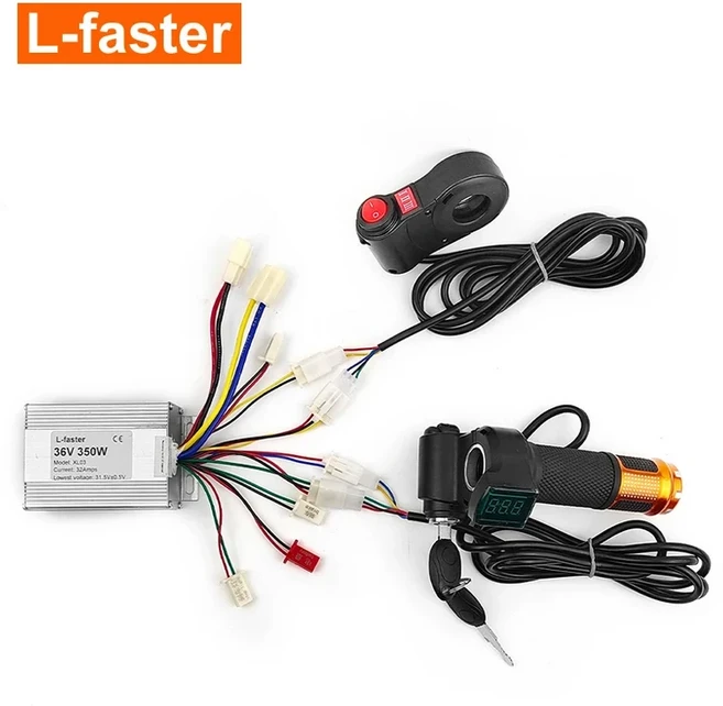 L- 350W 500W 1000W 전기 브러시 컨트롤러 키트 전기 스쿠터 자전거 모터 용 역방향 제어 3 단 장치, 03 Reverse ESC, 04 24V 500W, 03 Pedal throttle kit, 1