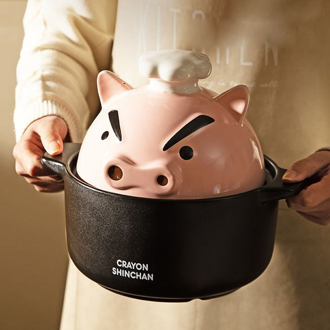 짱구 부리부리몬 뚝배기 뚜껑 면기 귀여운 캐릭터 다용도 라면기 우동기 집들이 선물, 1.8L, 1개