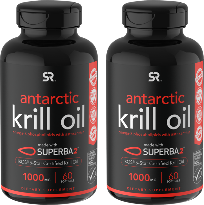 SPORTS RESEARCH Superba2磷蝦油蝦紅素軟膠囊 1000mg, 60顆, 2罐