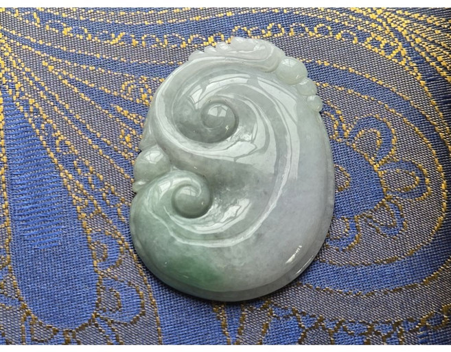 七彩翡翠A貨如意吊墜 寓意吉祥 萬事順遂, 1個