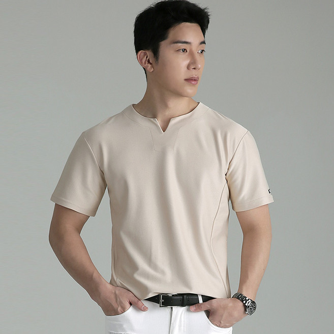 업클라스 남성용 V슬릿 반팔 티셔츠 b201