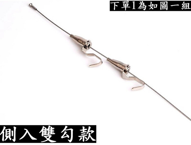CBX-5-1 5號軌道用 含稅 隱藏式軌道 掛畫器 吊圖勾, 1個, 側入款(雙勾),鋼索長度 30cm