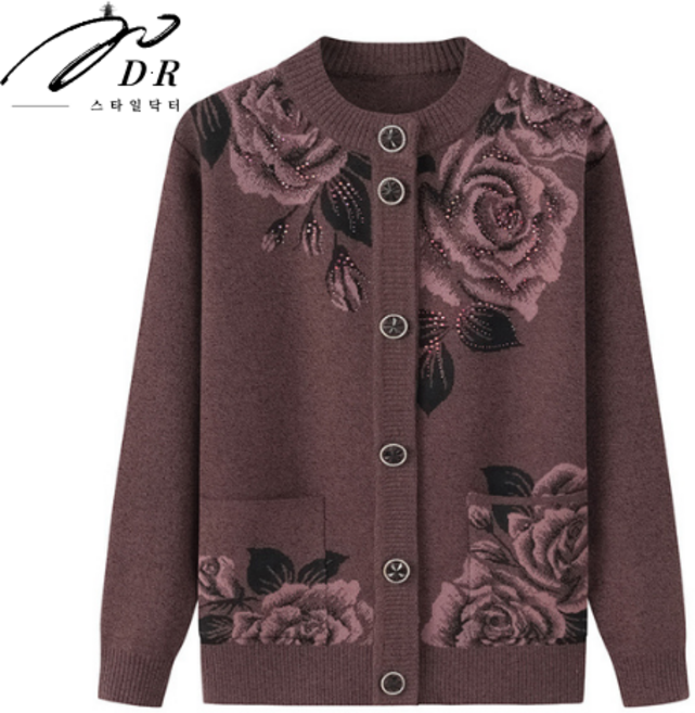 스타일닥터 추동 여성 스웨터 가디건 기모 중장년 엄마 니트 도톰 코트
