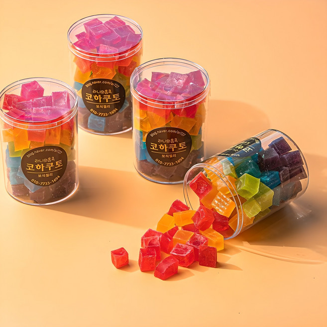 [주문수1위] 20년경력 파티쉐가 만드는 "프리미엄 수제캔디" 코하쿠토. 보석젤리 특별한 간식 다섯가지 과일맛, 210g, 1개