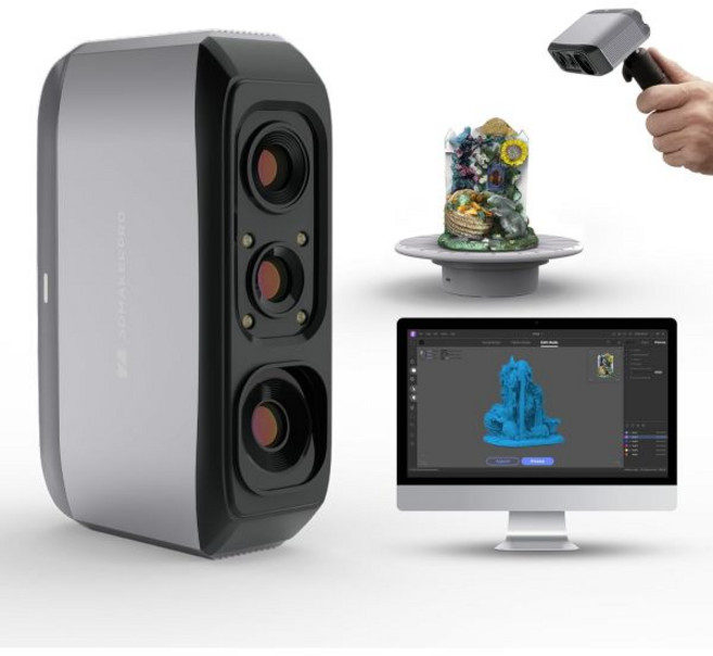 3DMakerpro 무스 라이트 3D 스캐너 3D 프린트용 0.05mm 고정밀 핸디 3D 모델 스캐너 스캔 속도 10FPS 손떨림 보정 렌즈 윈도우/맥OS 호환 (업그레, Moose Lite 업그레이드 버전