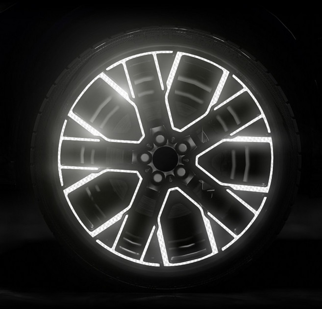 [오카] 전차종 휠 스티커 마이크로 프리즘 반사 리플렉터 시트지 튜닝 용품 토레스 쏘렌토 페이스리프트 더뉴팰리세이드 아반떼CN7 QM6 셀토스 카니발 레이 K5 EV6 니로, [오카] 화이트, 1세트