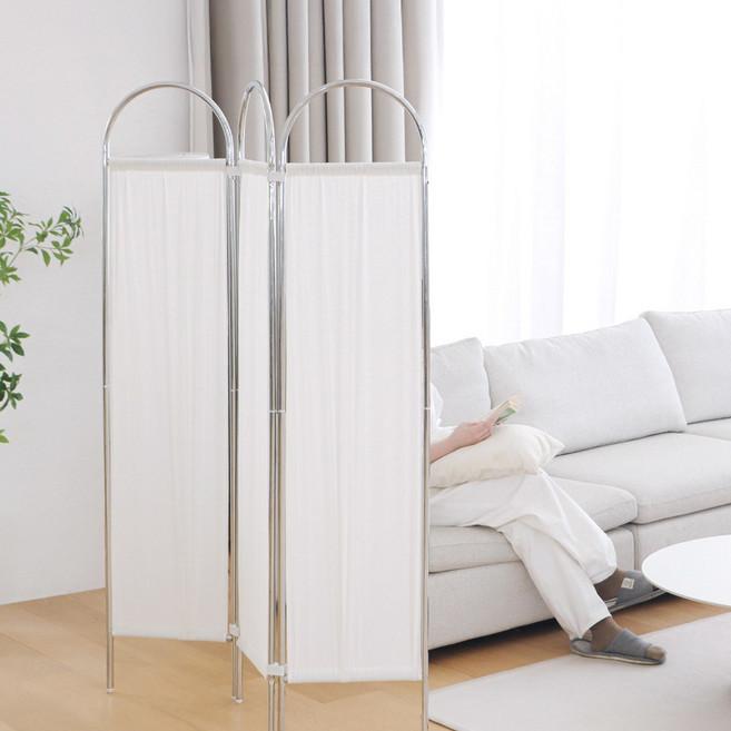 상도가구 어반크롬 파티션 3단 칸막이 공간분리 다용도 원룸 가림막, 화이트