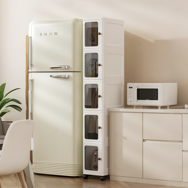 틈새 이동식 다용도 다층수납장, white