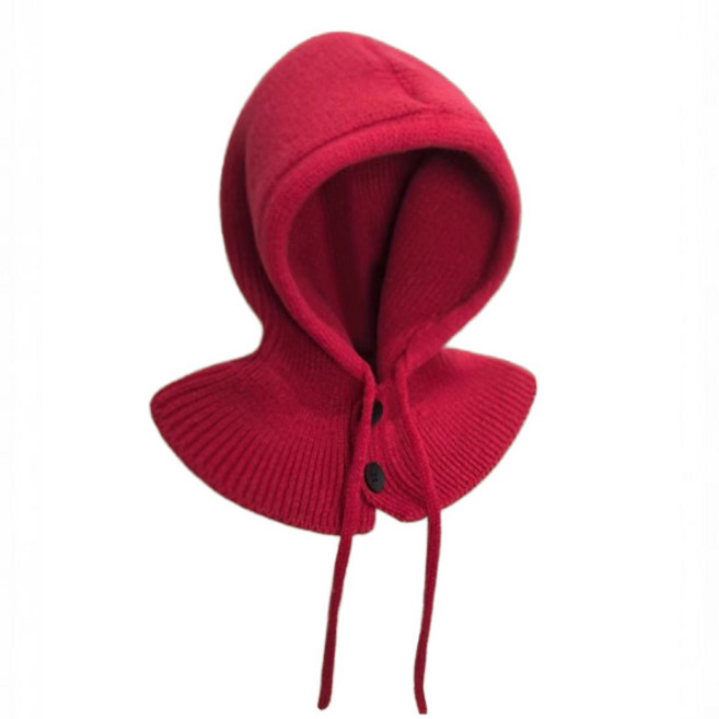 [HANNAL] 여성 니트 바라클라바 후드 목도리 모자 겸용 따뜻한 방한모